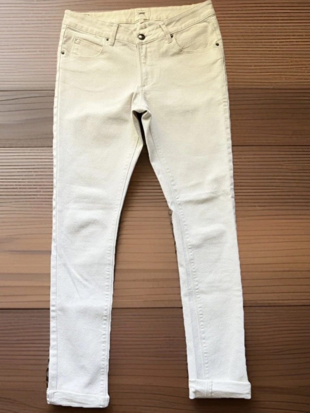 OBEY PROPAGANDA Jeans Womens Size 28 Off White Lean & Mean Skinny Leg Ankle EUC